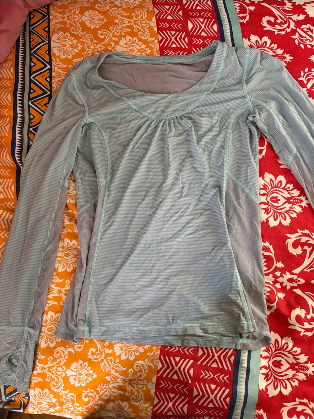 lululemon athletica light blue long-sleeve scoop top